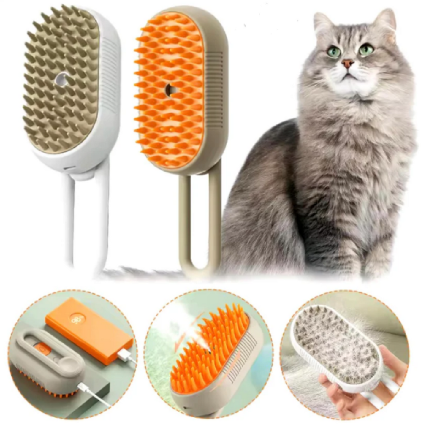 Cepillo STEAMY PRO Para Mascotas A Vapor Recargable ™