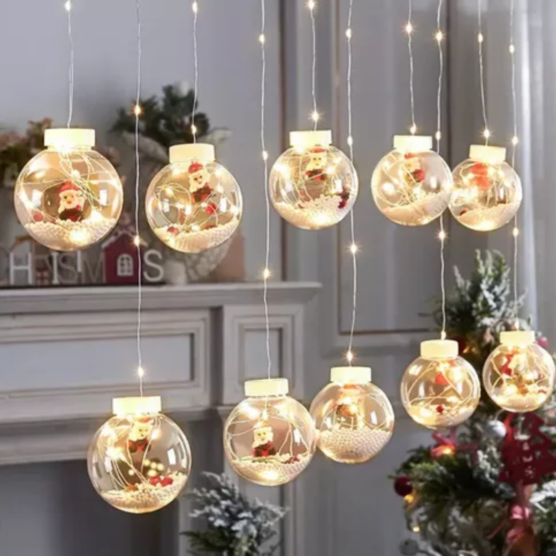 Guirnalda Cortina LED Luces 10 Bolas 3mt ™